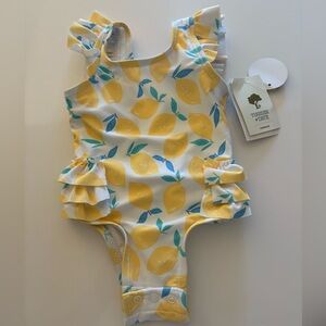 Tucker + Tate Lemon Print One Piece Swimsuit Baby Girl 9M NWT UPF 50+